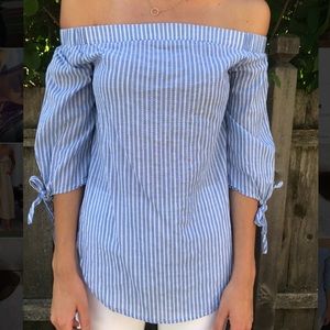 Striped off the shoulder top